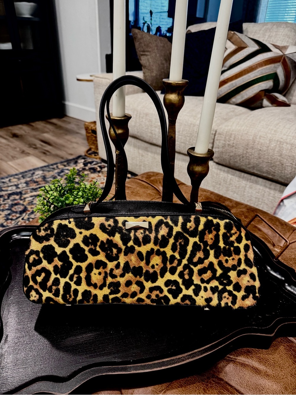 Inc Leopard Calf Hair  animal Print Dome Shoulder Bag i